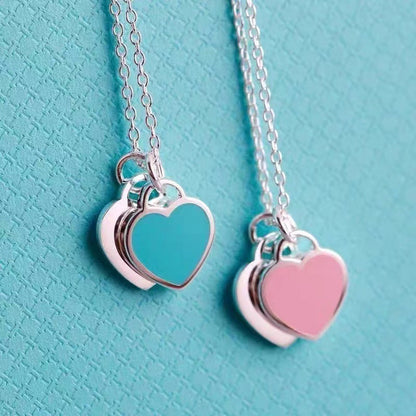 Women's 925 Sterling Silver Heart Enamel Pendant Necklace