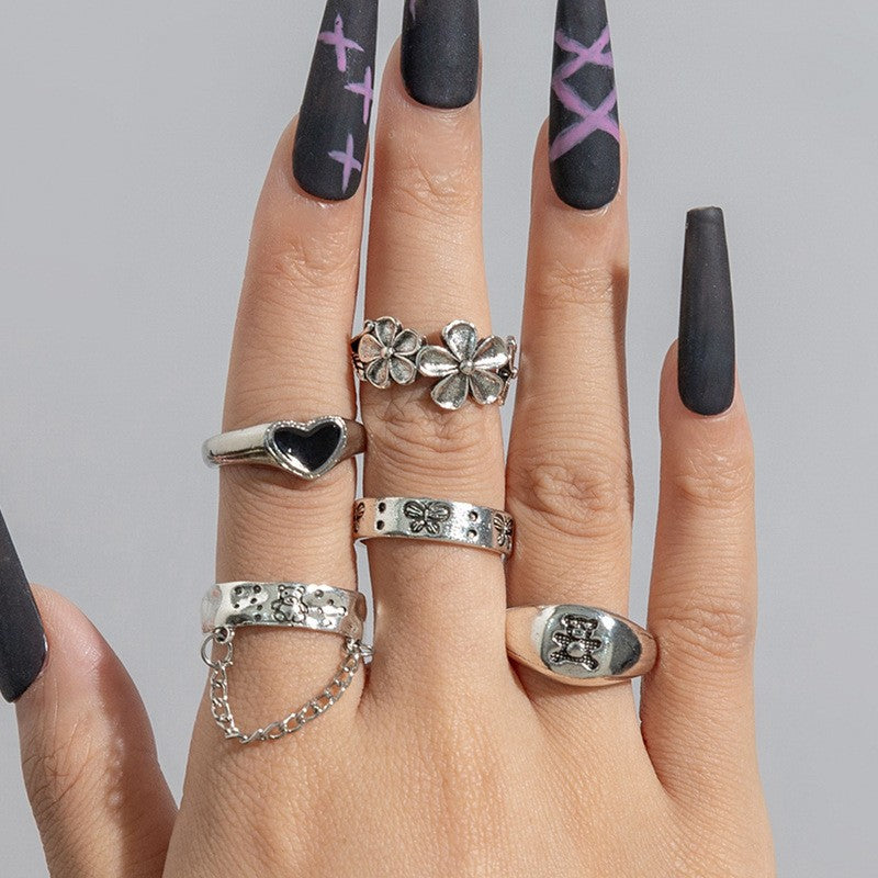 Bohemian Crystal Alloy Ring Set for Women