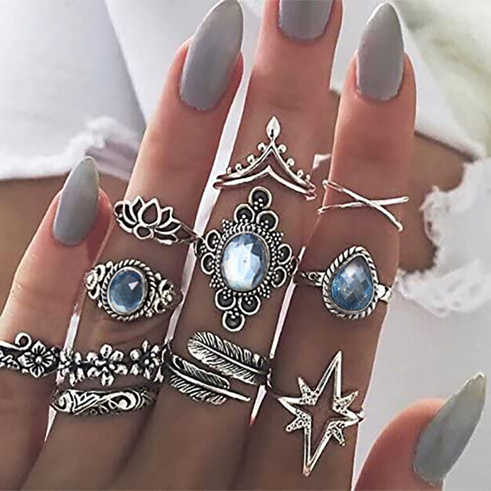Bohemian Crystal Alloy Ring Set for Women