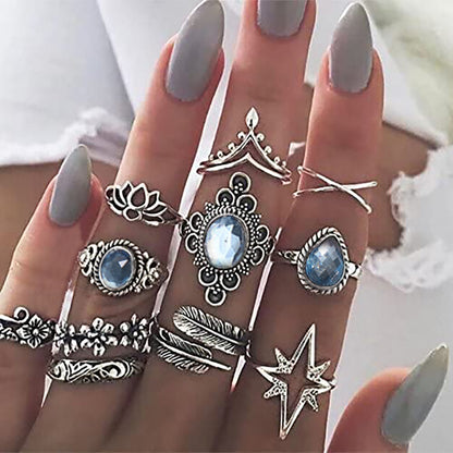 Bohemian Crystal Alloy Ring Set for Women