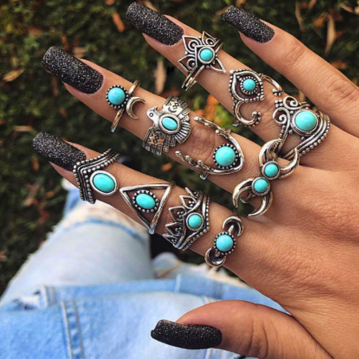Bohemian Crystal Alloy Ring Set for Women