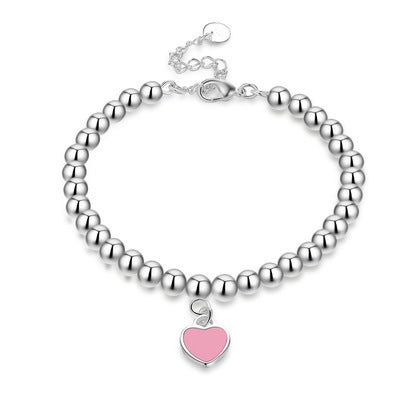Women's 925 Sterling Silver Heart Enamel Pendant Necklace