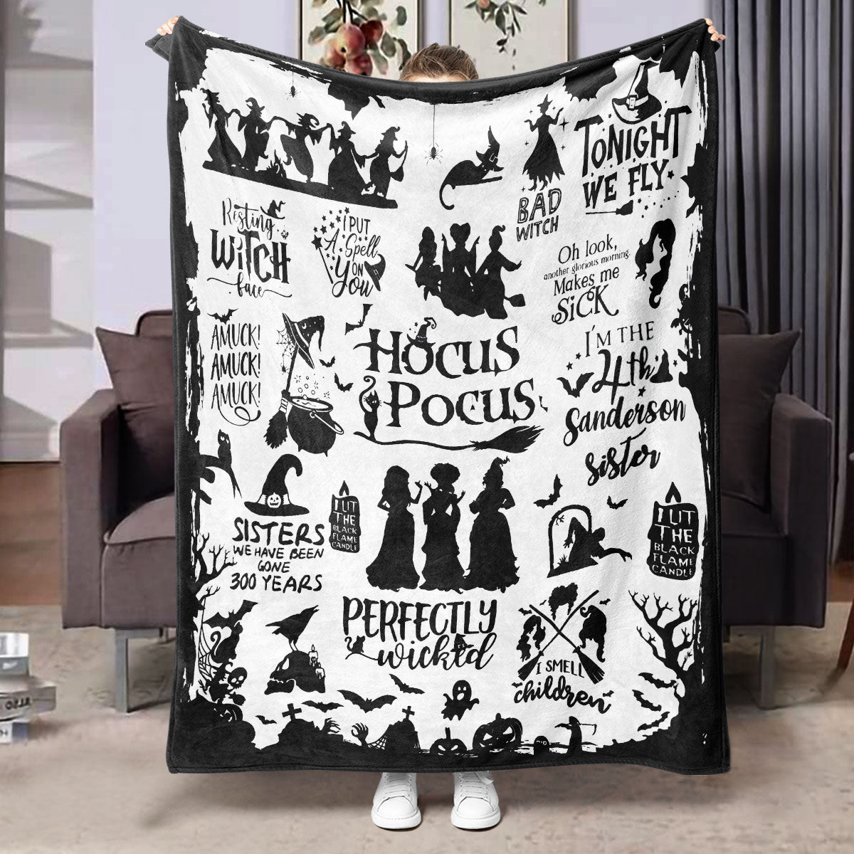Halloween-themed flannel printed blanket