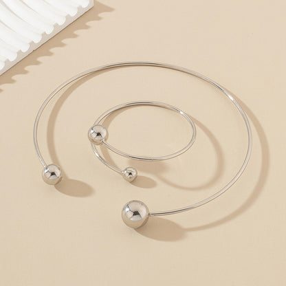 Adjustable Double Ball Alloy Bracelet Set