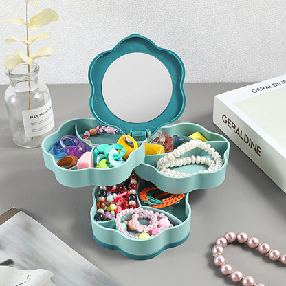 Multi Layer Jewelry Storage Box Rotating Portable Organizer for Earrings Rings Necklaces
