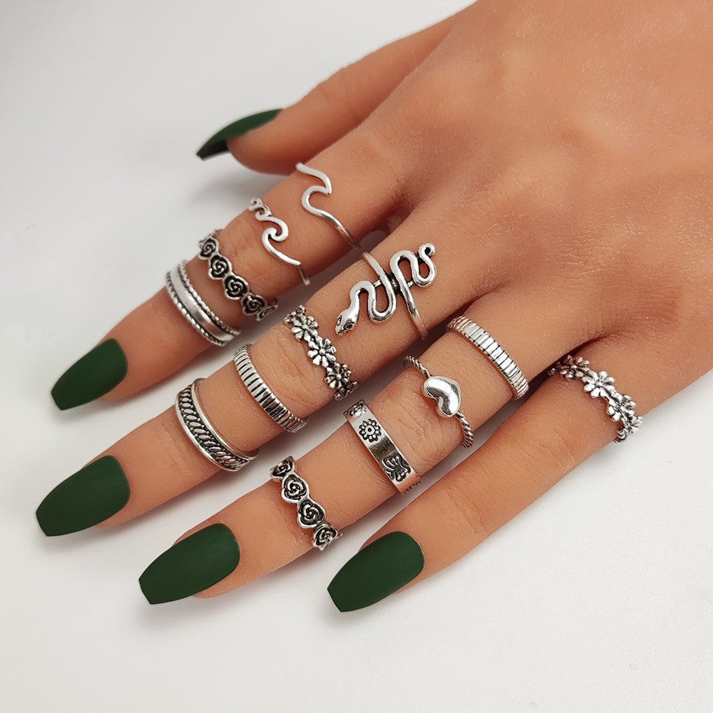 Bohemian Crystal Alloy Ring Set for Women