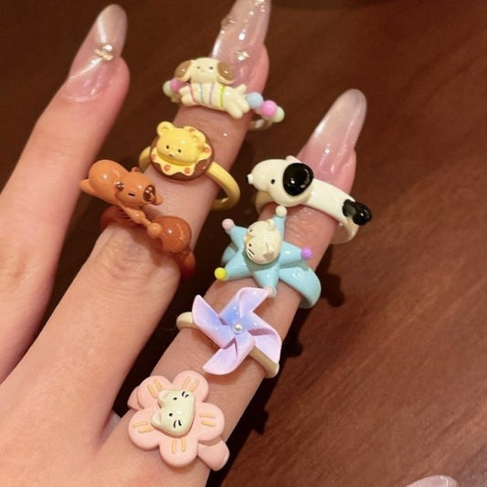 Cartoon Animal Rotatable Open Ring