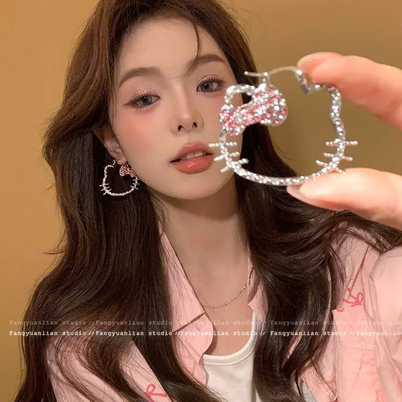 A girl with super fairy-like colorful flower earrings