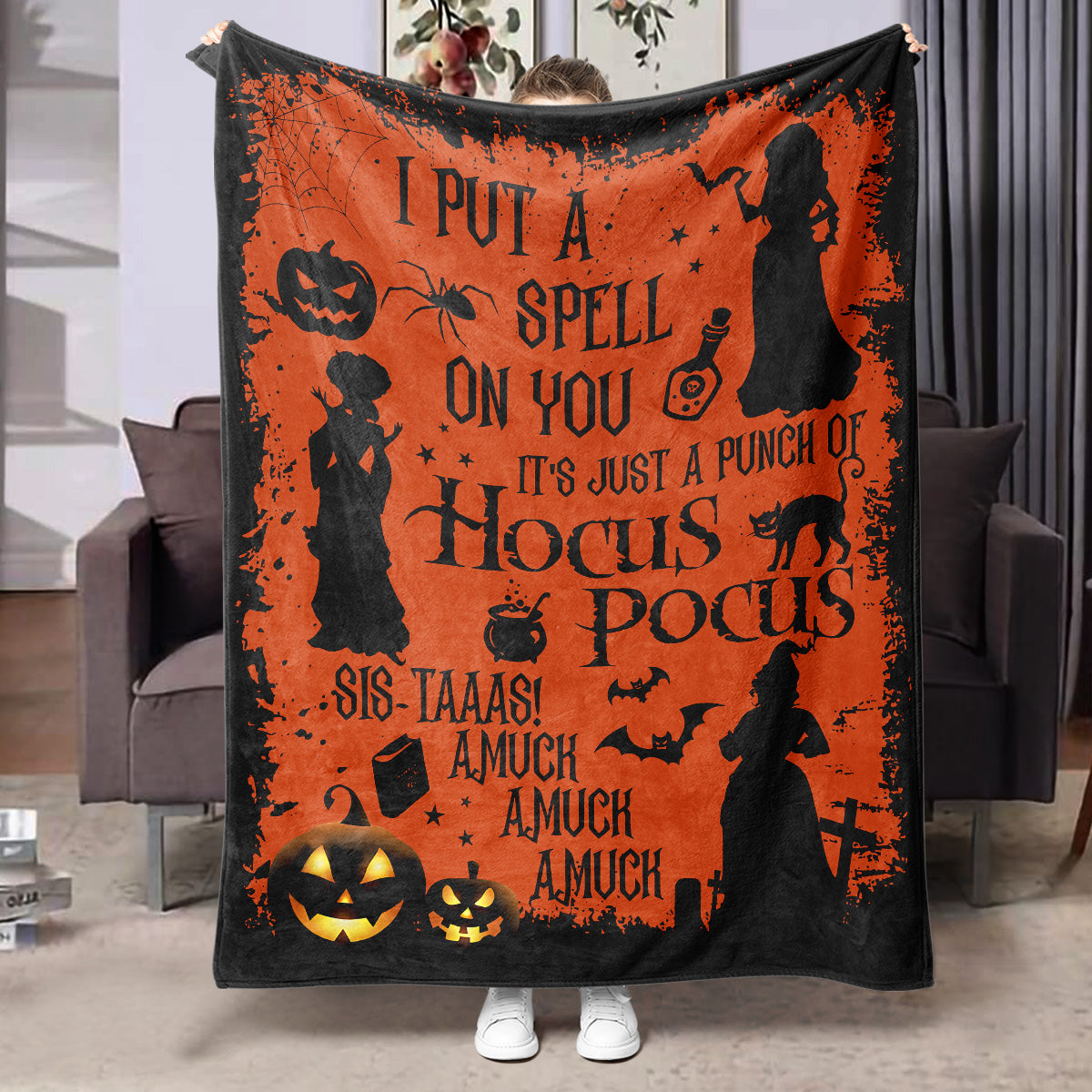 Halloween-themed flannel printed blanket