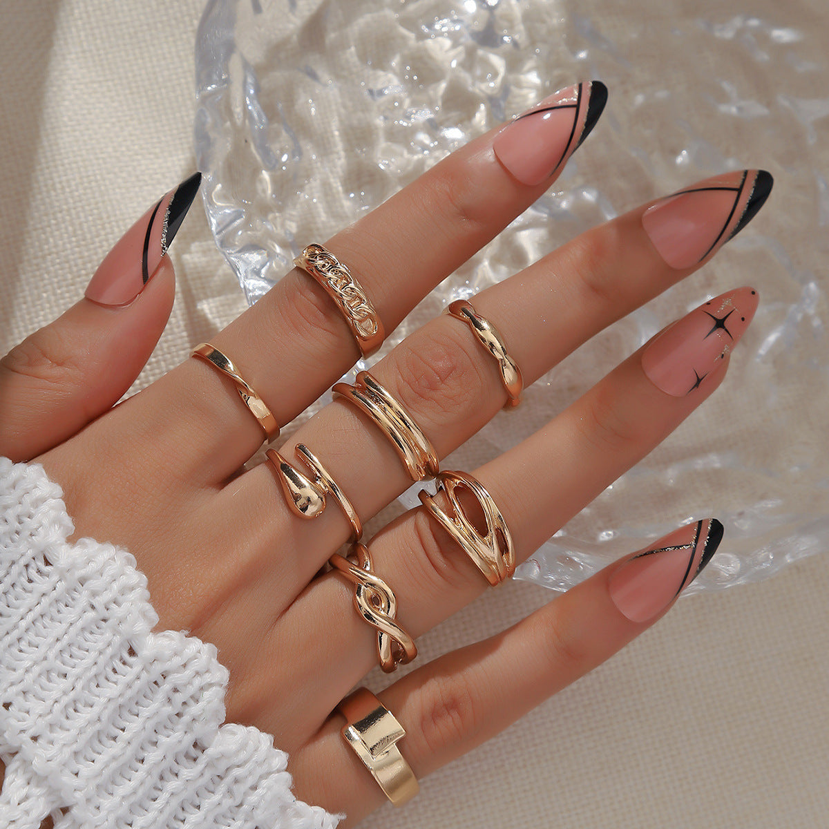 Bohemian Crystal Alloy Ring Set for Women