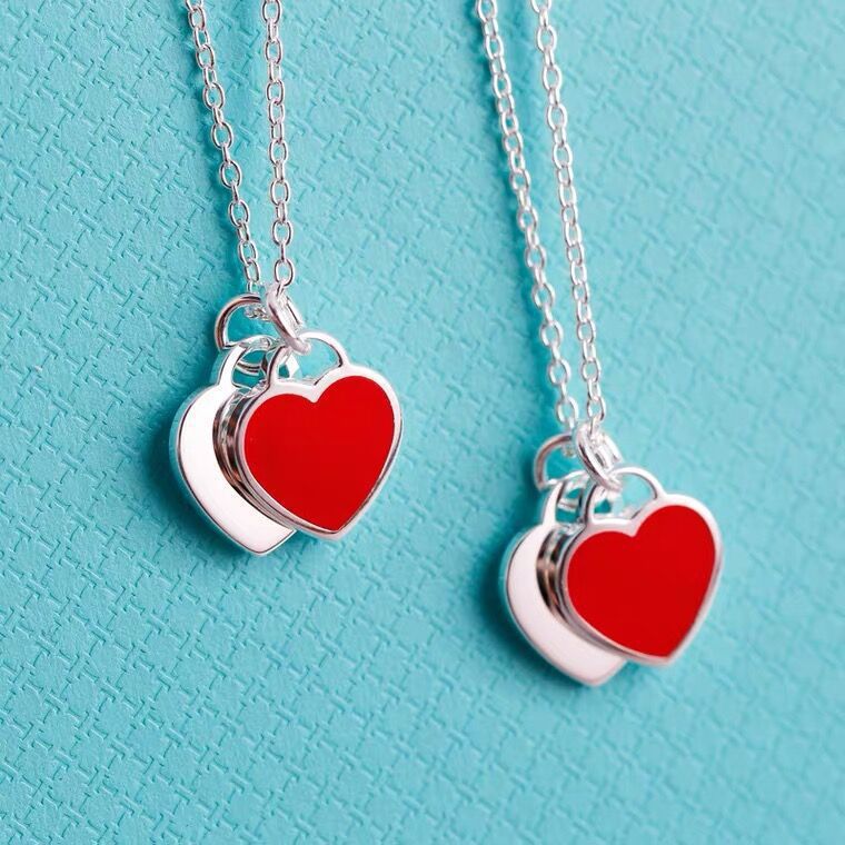 Women's 925 Sterling Silver Heart Enamel Pendant Necklace