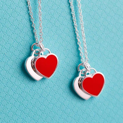 Women's 925 Sterling Silver Heart Enamel Pendant Necklace