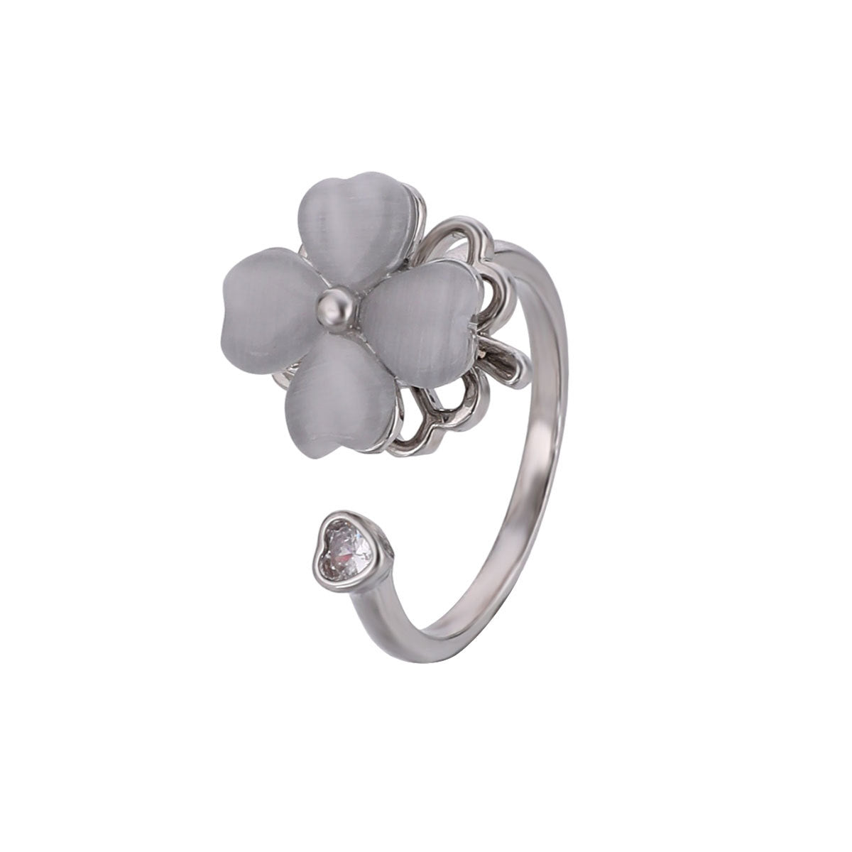Rotatable Cat's Eye Four-Leaf Clover Fashion Ring
