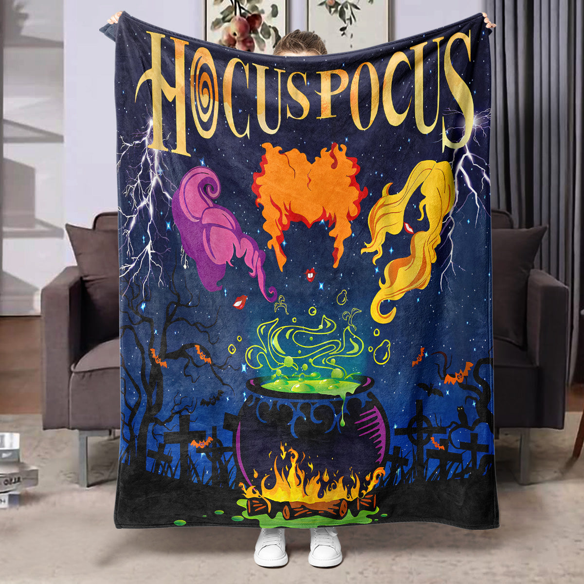 Halloween-themed flannel printed blanket