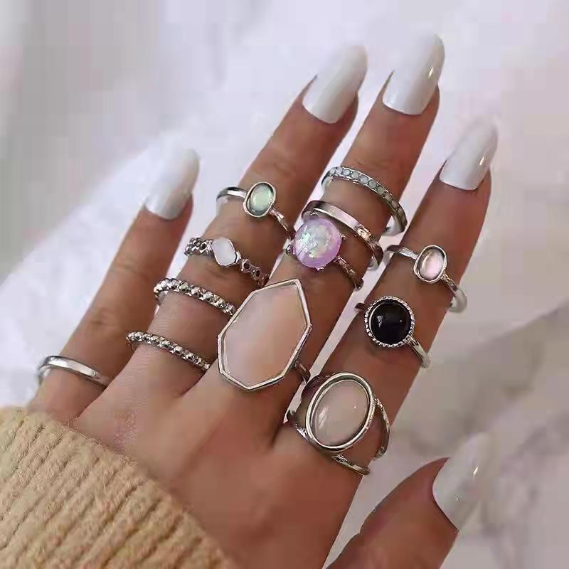 Bohemian Crystal Alloy Ring Set for Women