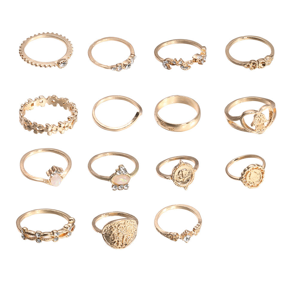 Retro geometric alloy ring