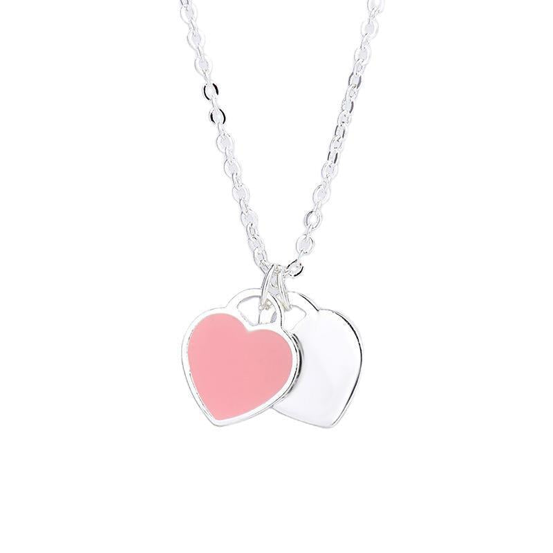 Women's 925 Sterling Silver Heart Enamel Pendant Necklace