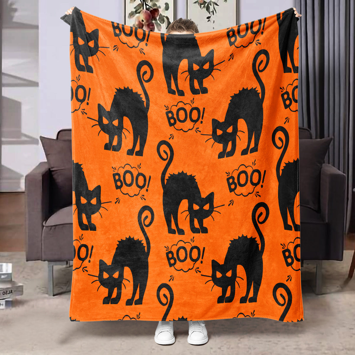 Halloween-themed flannel printed blanket