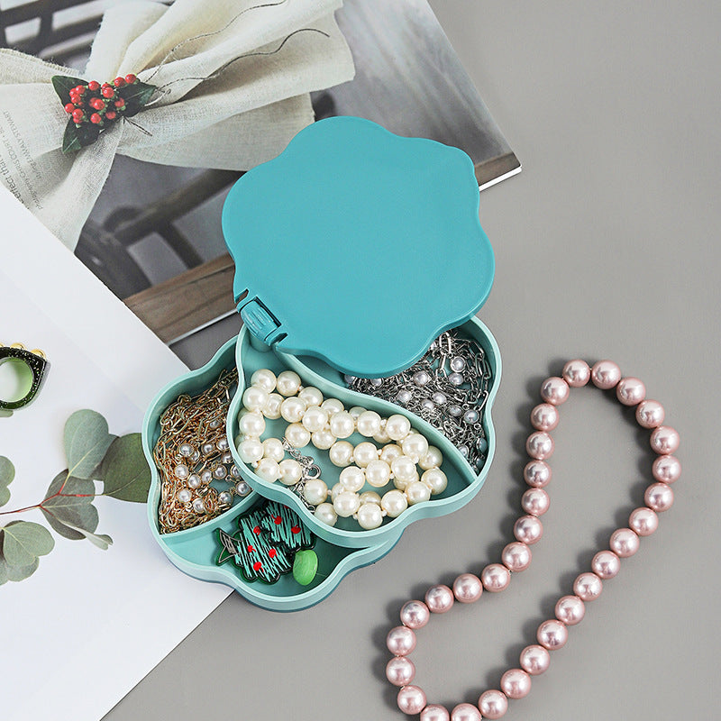 Multi Layer Jewelry Storage Box Rotating Portable Organizer for Earrings Rings Necklaces