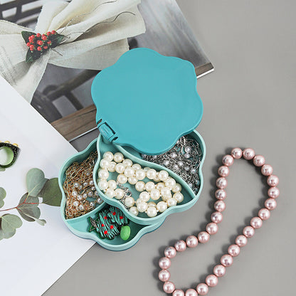 Multi Layer Jewelry Storage Box Rotating Portable Organizer for Earrings Rings Necklaces