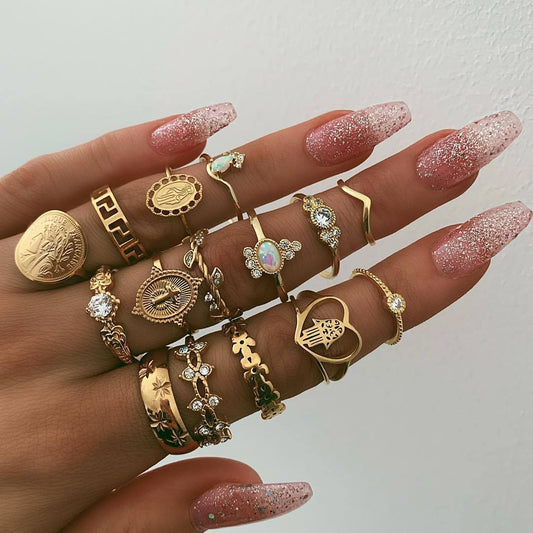 Retro geometric alloy ring