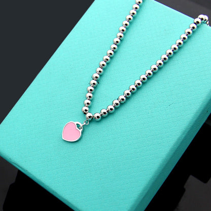 Women's 925 Sterling Silver Heart Enamel Pendant Necklace