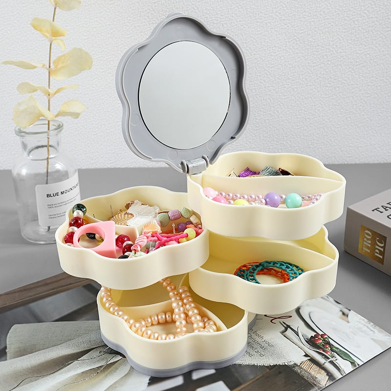 Multi Layer Jewelry Storage Box Rotating Portable Organizer for Earrings Rings Necklaces