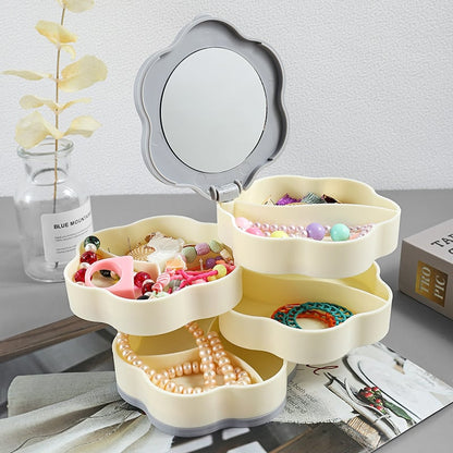 Multi Layer Jewelry Storage Box Rotating Portable Organizer for Earrings Rings Necklaces