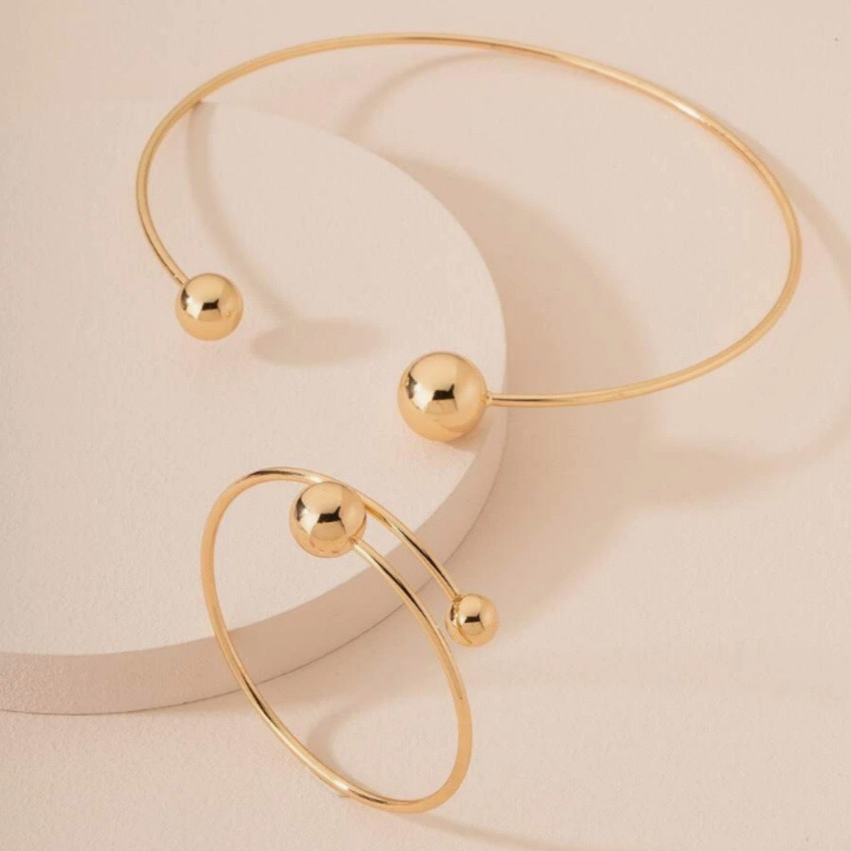 Adjustable Double Ball Alloy Bracelet Set