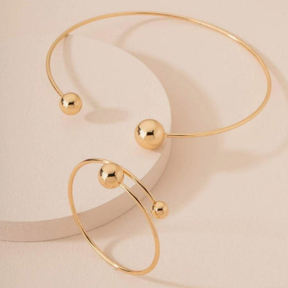 Adjustable Double Ball Alloy Bracelet Set