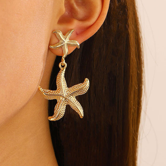 Retro Stainless Steel Starfish Earrings