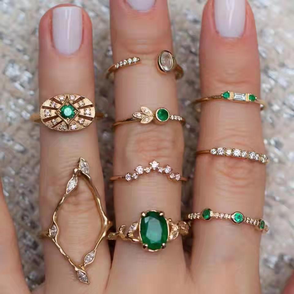 Bohemian Crystal Alloy Ring Set for Women