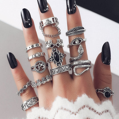 Retro geometric alloy ring