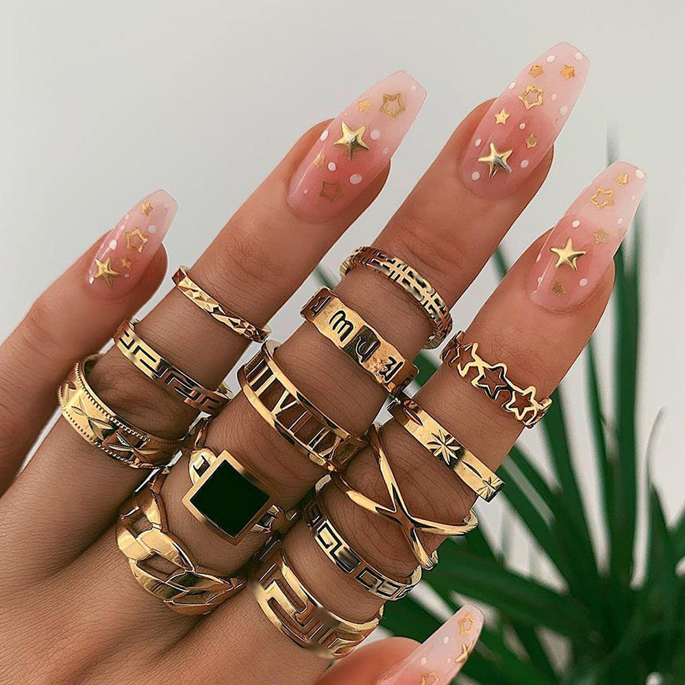 Bohemian Crystal Alloy Ring Set for Women