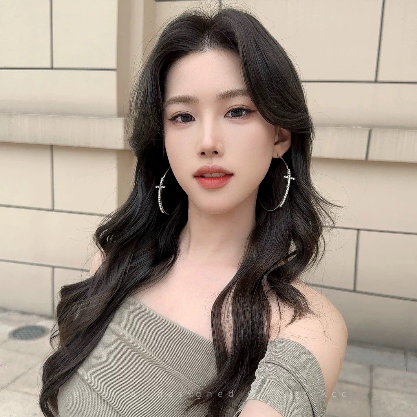 A girl with super fairy-like colorful flower earrings