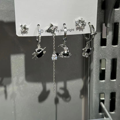 Sweet Cool Heart Zircon Six-Piece Earrings Set