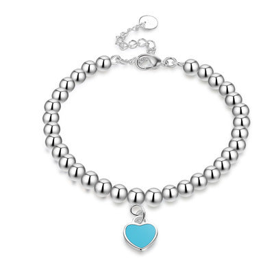 Women's 925 Sterling Silver Heart Enamel Pendant Necklace