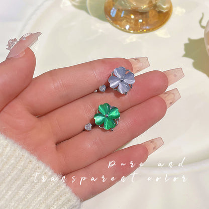 Rotatable Cat's Eye Four-Leaf Clover Fashion Ring