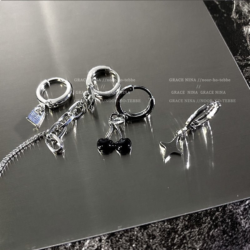 Sweet Cool Heart Zircon Six-Piece Earrings Set