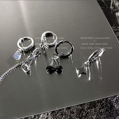 Sweet Cool Heart Zircon Six-Piece Earrings Set