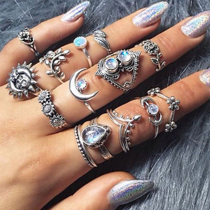 Bohemian Crystal Alloy Ring Set for Women