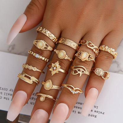 Retro geometric alloy ring