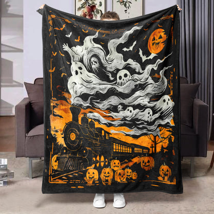 Halloween-themed flannel printed blanket