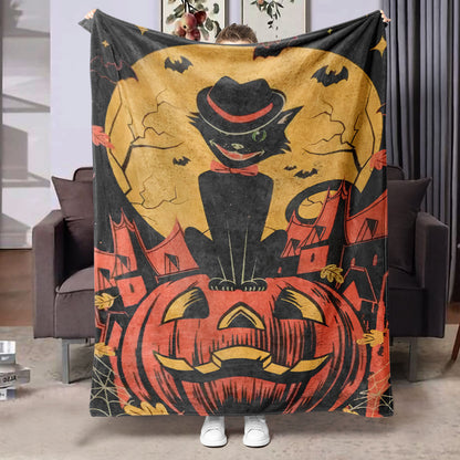 Halloween-themed flannel printed blanket