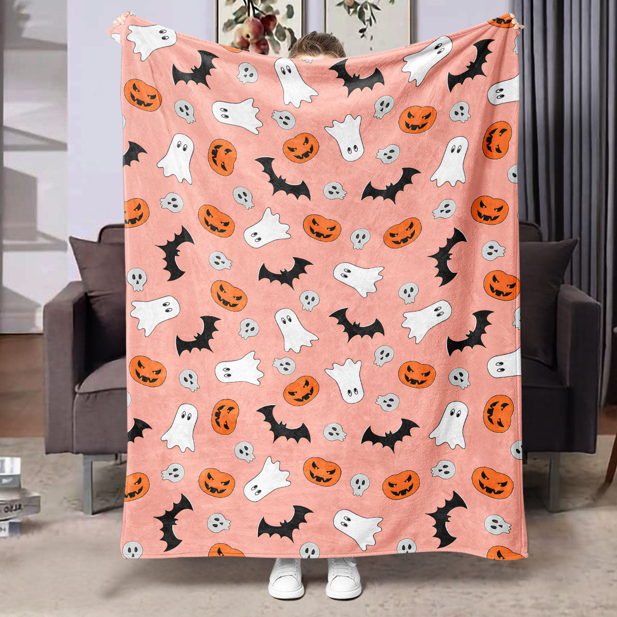 Halloween-themed flannel printed blanket