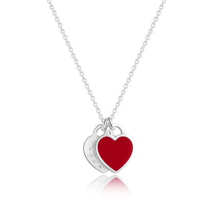 Women's 925 Sterling Silver Heart Enamel Pendant Necklace