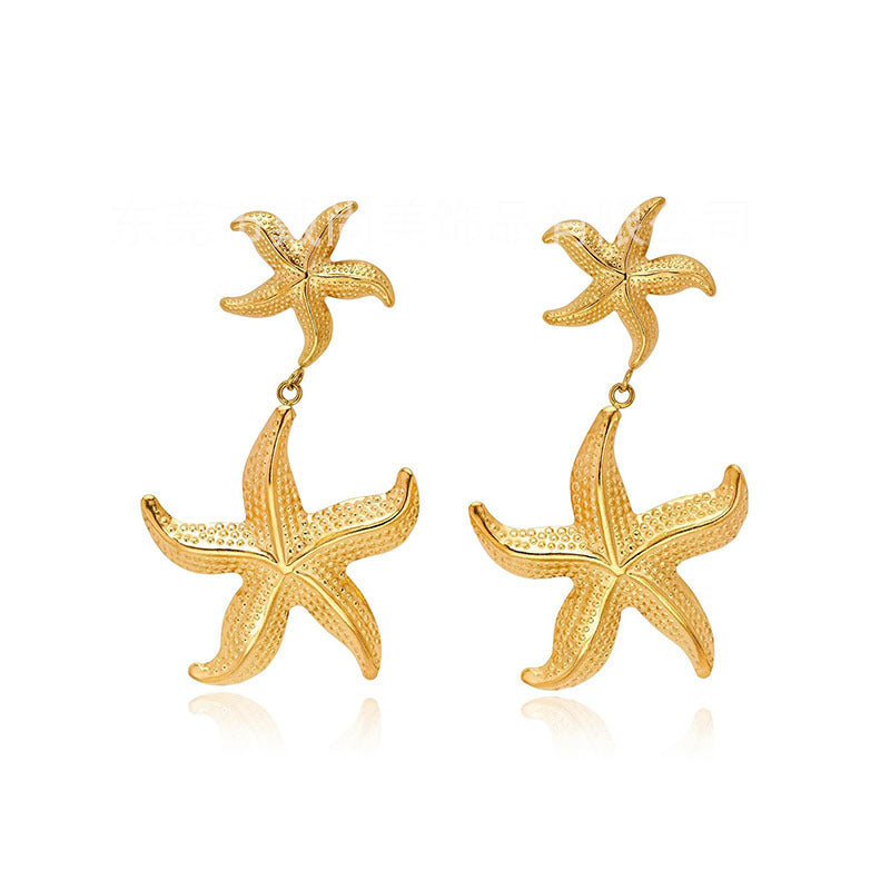 Retro Stainless Steel Starfish Earrings