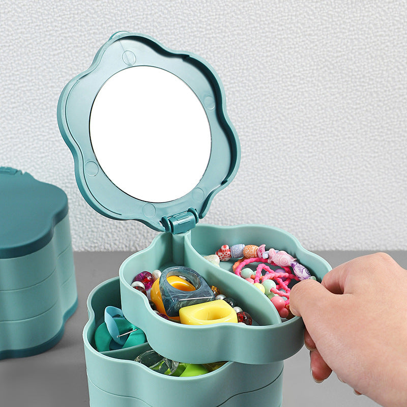 Multi Layer Jewelry Storage Box Rotating Portable Organizer for Earrings Rings Necklaces