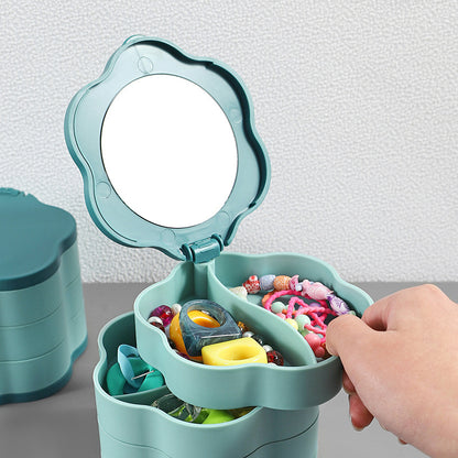 Multi Layer Jewelry Storage Box Rotating Portable Organizer for Earrings Rings Necklaces
